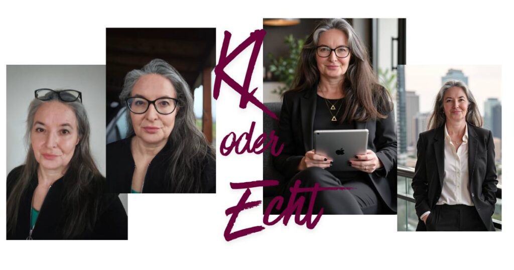 Echtes Portraitfoto und KI-generiertes Portrait im Vergleich.