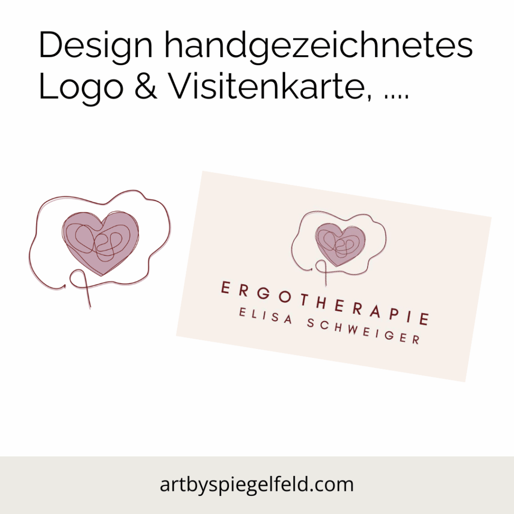 Visitenkarte für Ergotherapeutin Elisa mit handgezeichnetem Logo, klarer Typografie und hochwertiger Haptik.