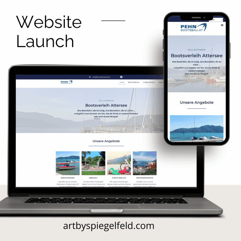 Responsive Website-Mockup von bootsverleih-attersee.at auf Desktop und Smartphone – modernisierter Bootsverleih-Website Relaunch mit klarer Struktur.