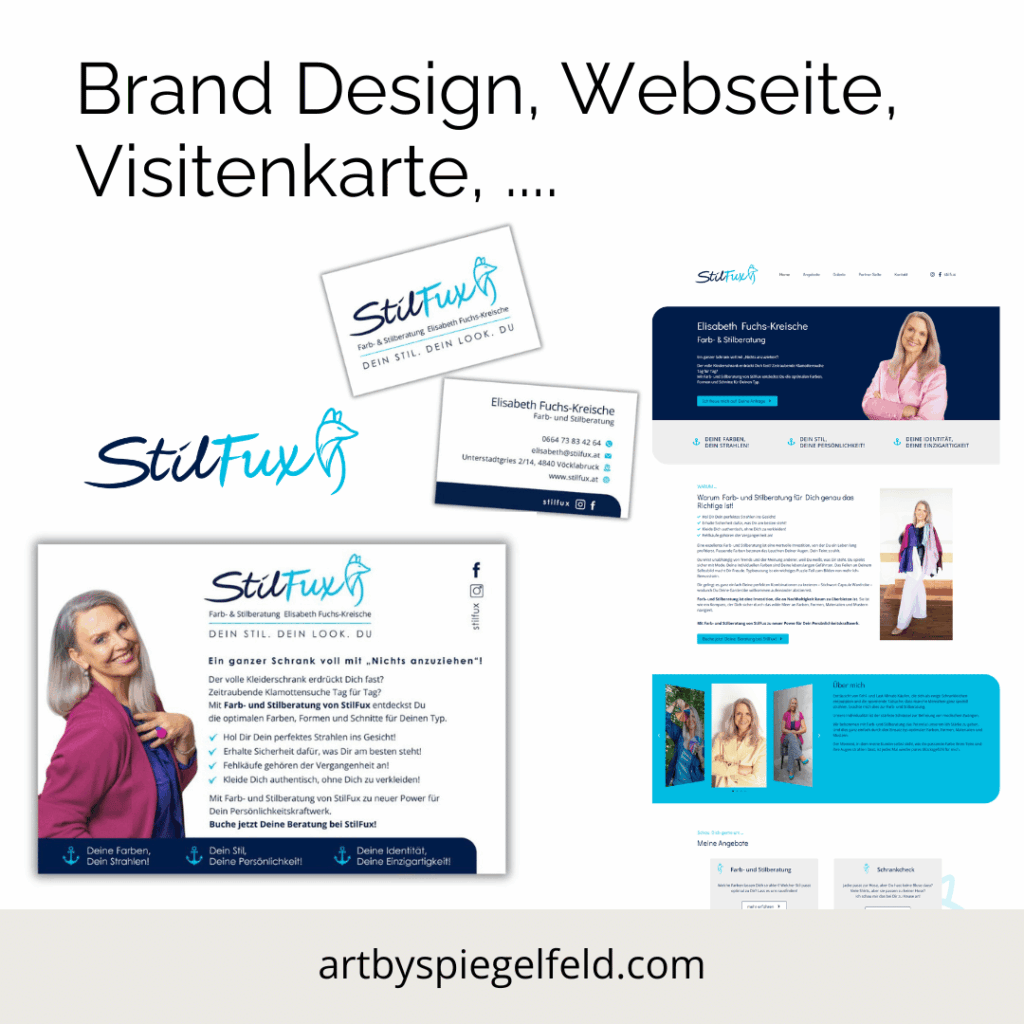 Individuelles Branding für Stilfux: Kein 08/15-Design, sondern ein scharfsinniger Auftritt mit Charakter, der den persönlichen Stil der Beratung perfekt widerspiegelt.