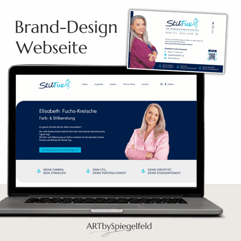 Webseite und Brand-Design gestaltet von ARTbySpiegelfeld für Stilfux Farb- und Stilberatung